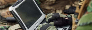 Image of tactical laptop in use by soldier